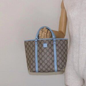GUCCI GG Supreme Hand Bag PVC Beige Silver 297557 Auth ep10221